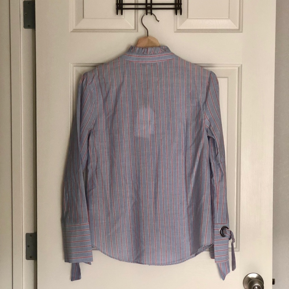 English Factory Ruffle Striped Button-Down Shirt - Picture 6 of 6